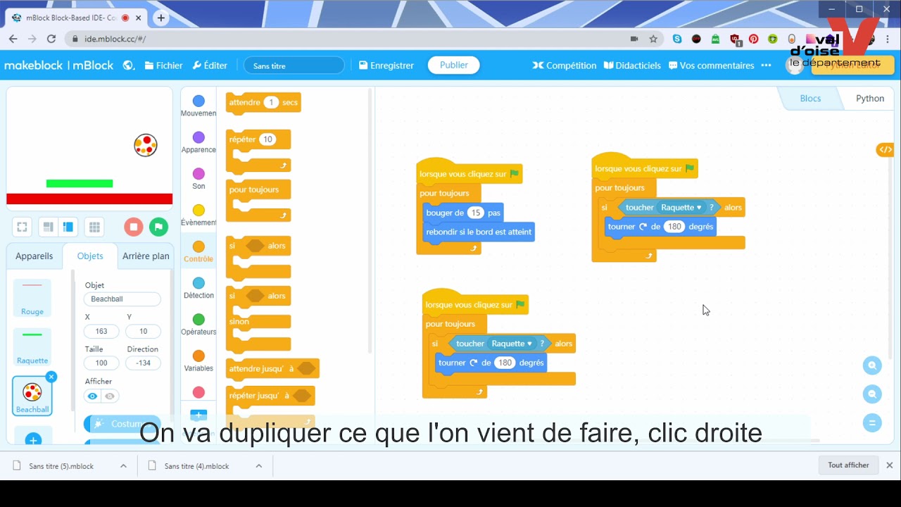 Tuto : Jeu Pong - mBlock