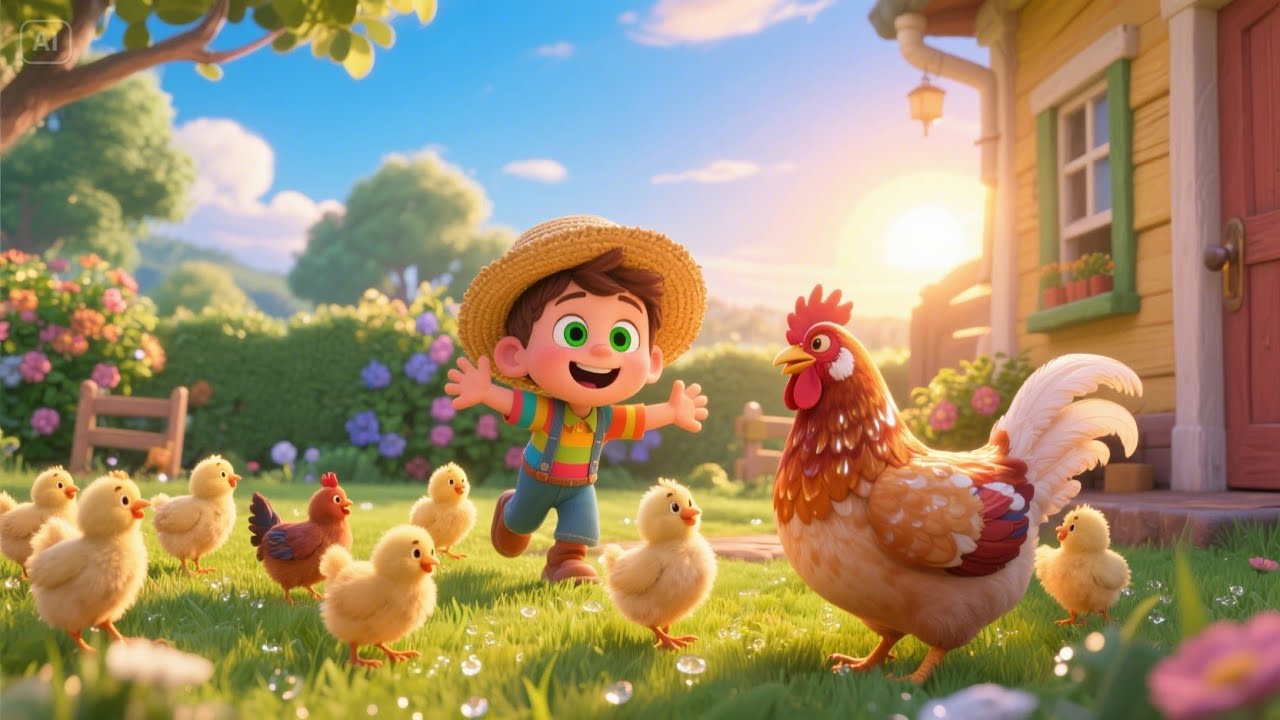 Chicken Parade on the Farm Lane | Nursery Rhyme for Kids with Clucking Fun