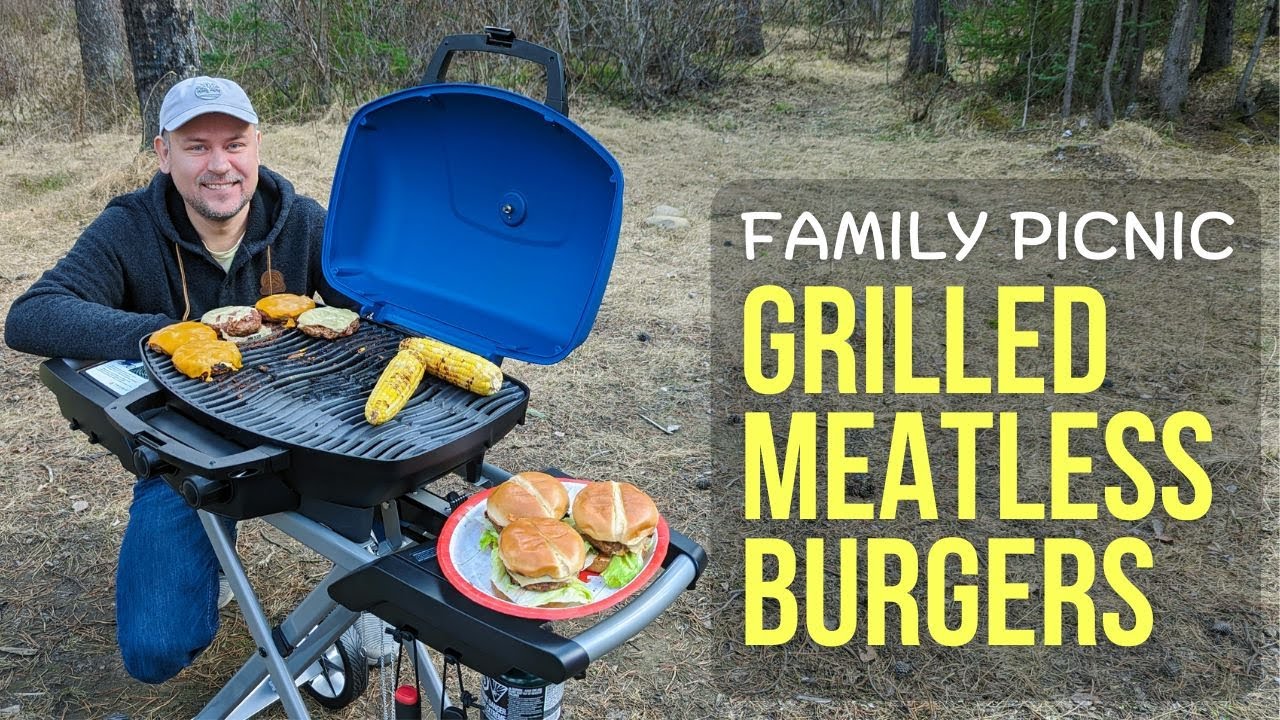 Ultimate meatless juicy burgers outdoors. Let's try Napoleon travel gas #grill