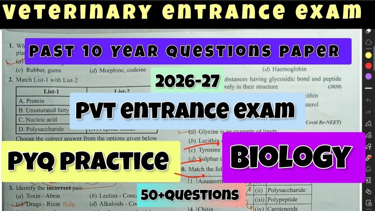 Past 10 Year questions paper 🔥💯 | biology pvt exam | veterinary entrance exam 🔥 2026-27 questions 