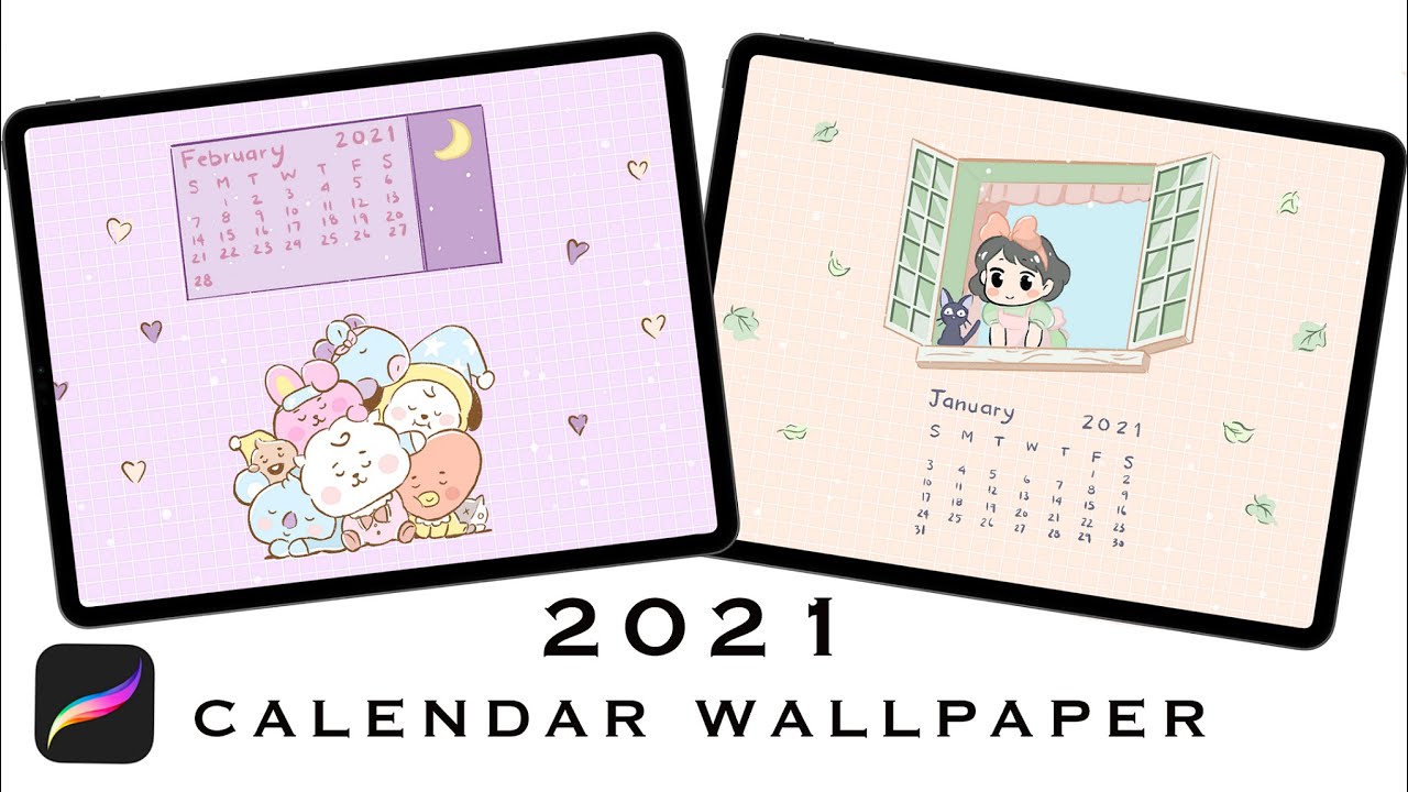 PROCREATE TUTORIAL: How to CREATE & UPLOAD ✨ Calendar Wallpaper ✨ on your IPAD 2021 + FREE downloads