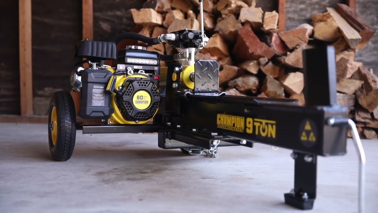Champion 9-Ton Compact Horizontal Gas Log Splitter with Hitch Adapter and Auto Return (Model 201124)