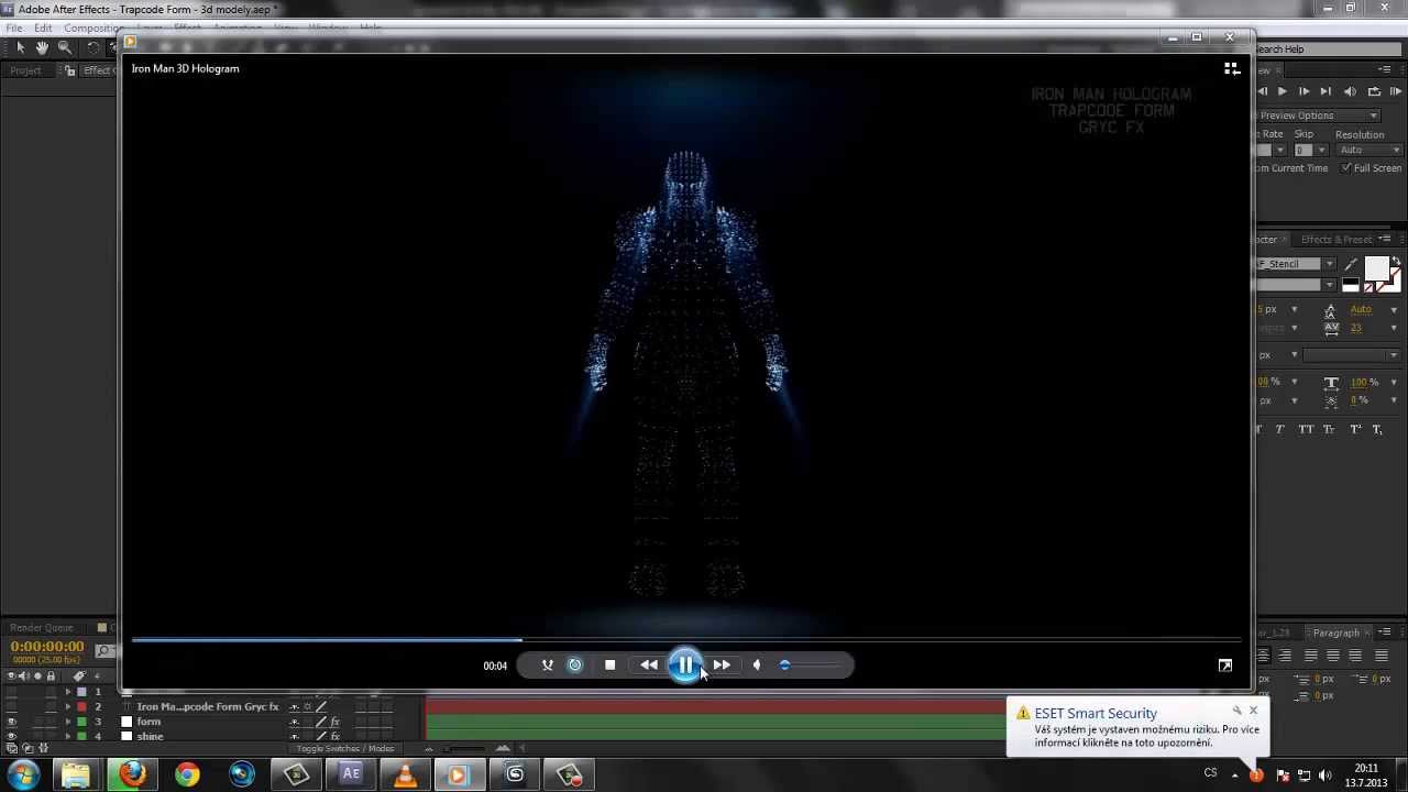 CZTUTORIÁL - After Effects 135 - 3D hologram s Trapcode Form