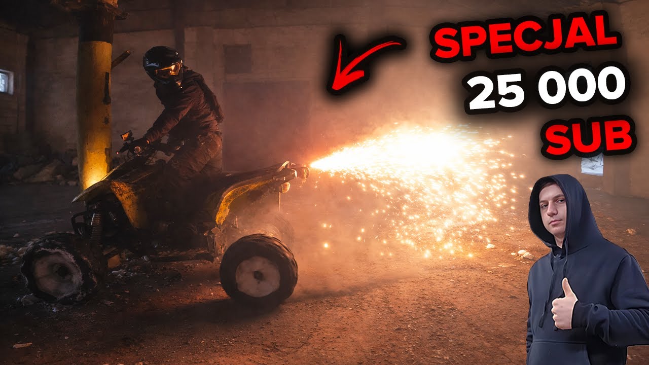 Quad + Fajerwerki 🧨 SPECJAL na 25 k Subskrypcji / Upalanie w opuszczonej HALI 🚀