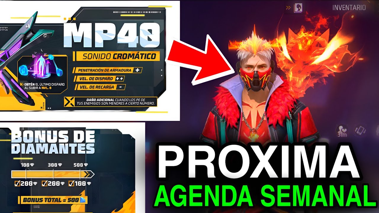PROXIMA AGENDA SEMANAL FREE FIRE FEBRERO 2026 TRAJE LEGENDARIO, MP40 EVOLUTIVA, BONUS DE DIAMANTES