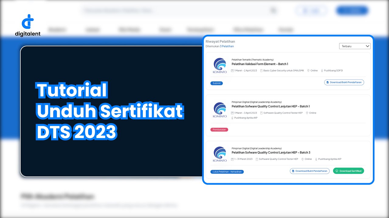 Tutorial Unduh Sertifikat DTS 2023