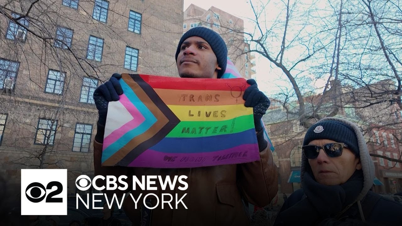 Protesters supporting trans, queer communities gather outside NYC's Stonewall National Monument