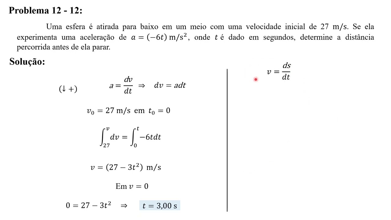 Dinâmica Hibbeler - Ed. 12 - Problema 12 12 (Exercício resolvido)