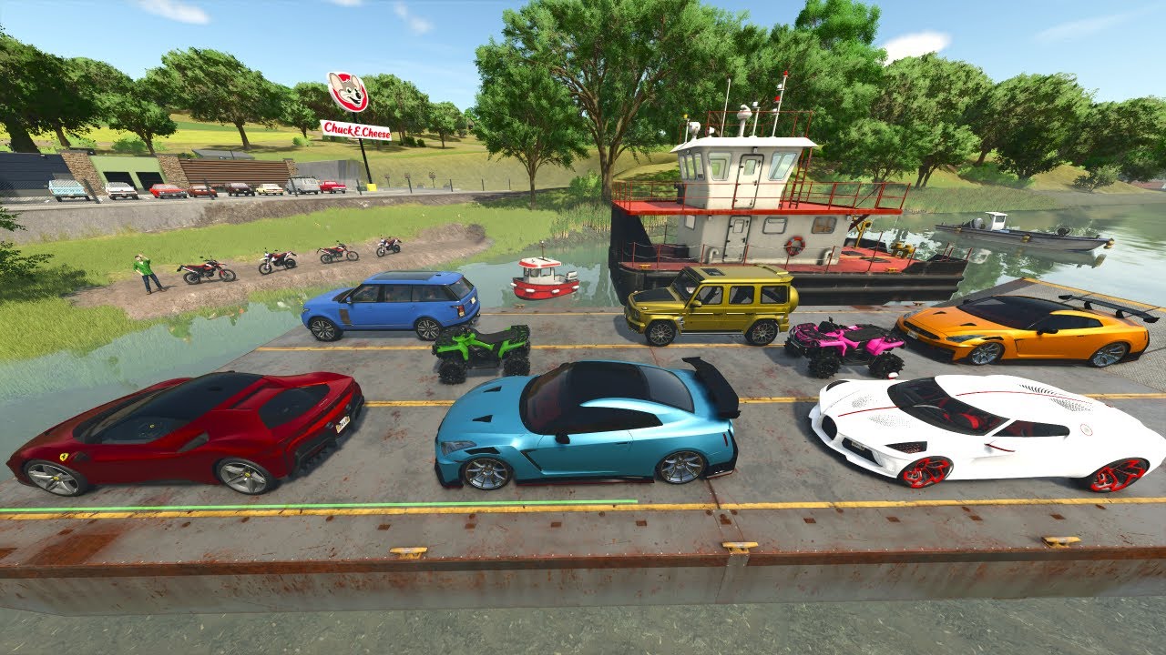 Stuntman Jumps ATVs and Racecars onto Boat | Farming Simulator 25