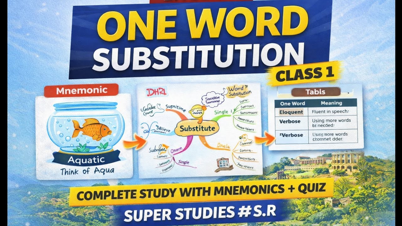 One Word Substitution | Class 1 | Quiz + Mnemonics
