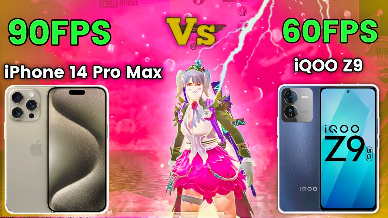 iPhone 14 Pro Max vs iQOO Z9 Bgmi Test | 90FPS vs 60FPS | #pubgmobile  #iphone #bgmi