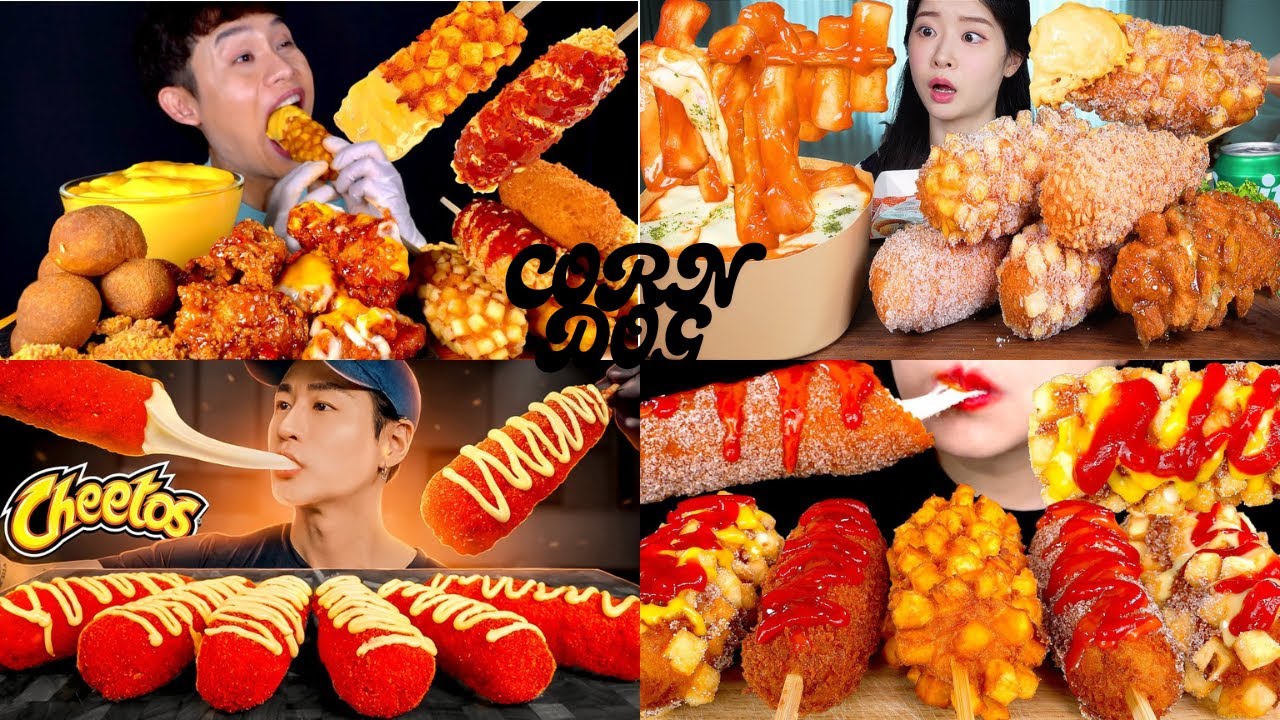 CHEESE PULL CORN DOG ASMR