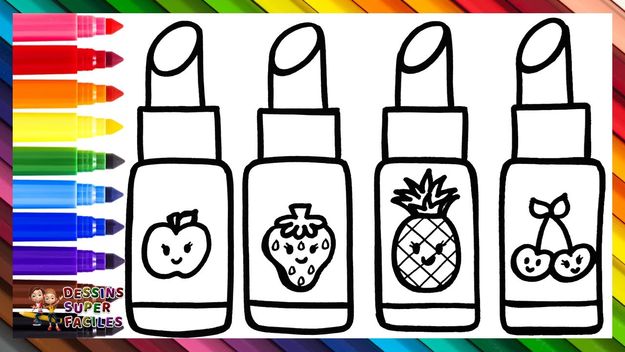 Dessiner et Colorier 4 Rouges à Lèvres 💄💄💄💄🌈 Dessins pour Enfants