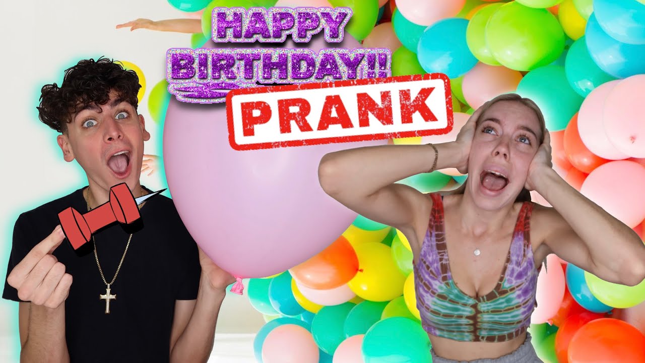 Popping 500 BALLOONS Throughout the Day Prank on my GF!! (GONE WRONG) 😳