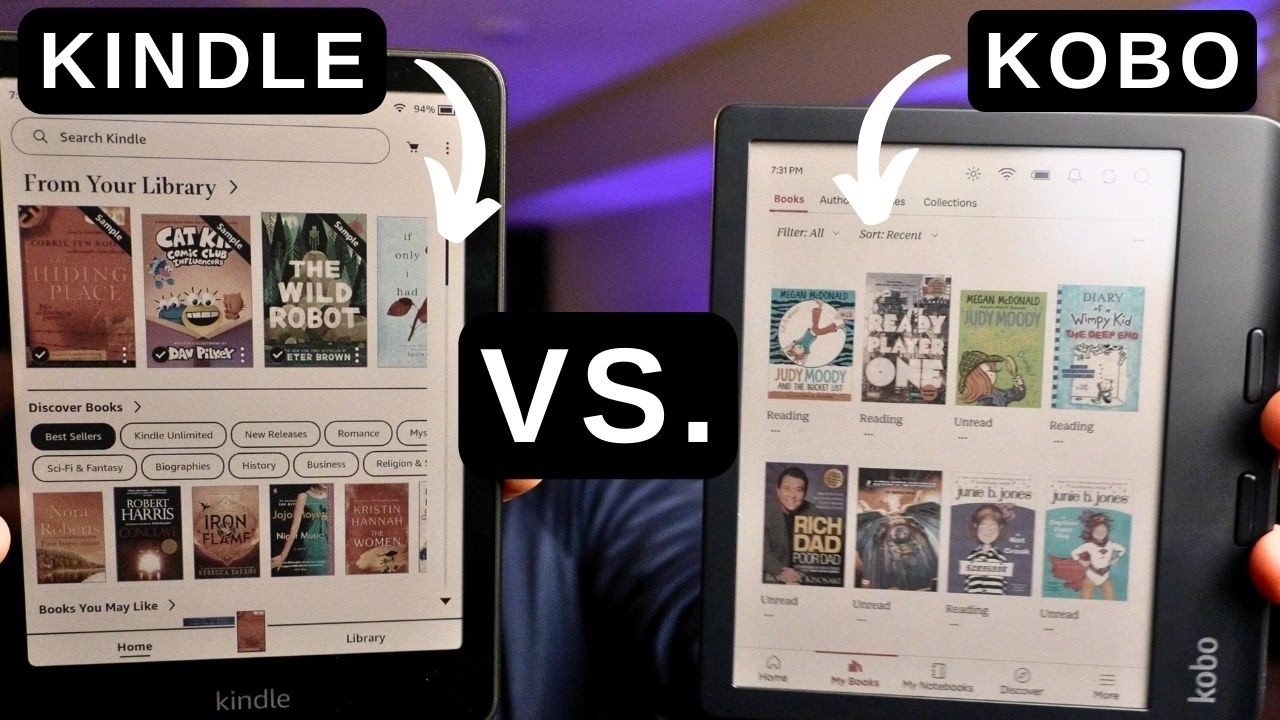 Amazon Kindle Colorsoft против Kobo Libra Colour — сравнение бок о бок