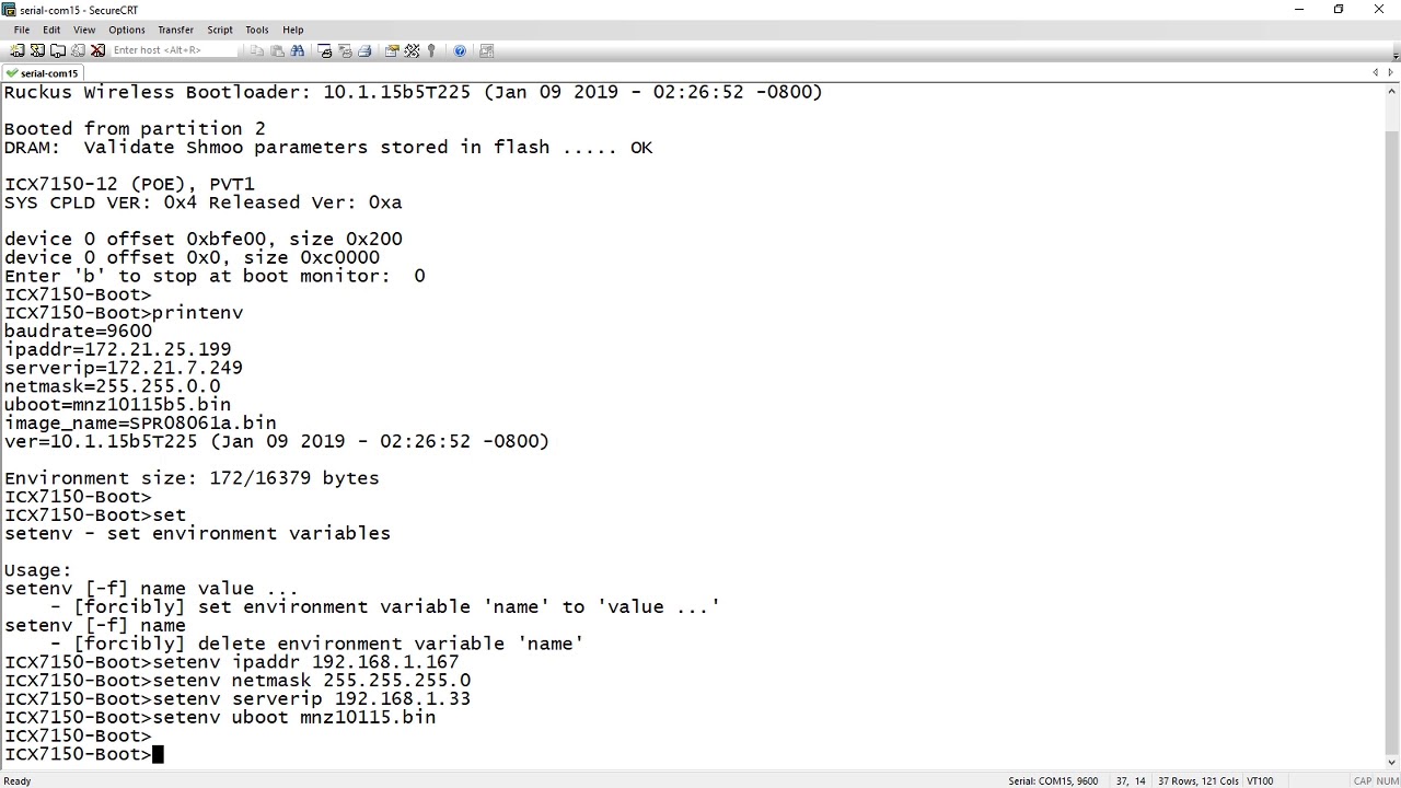 Ruckus ICX Recovery  Load boot code from boot monitor