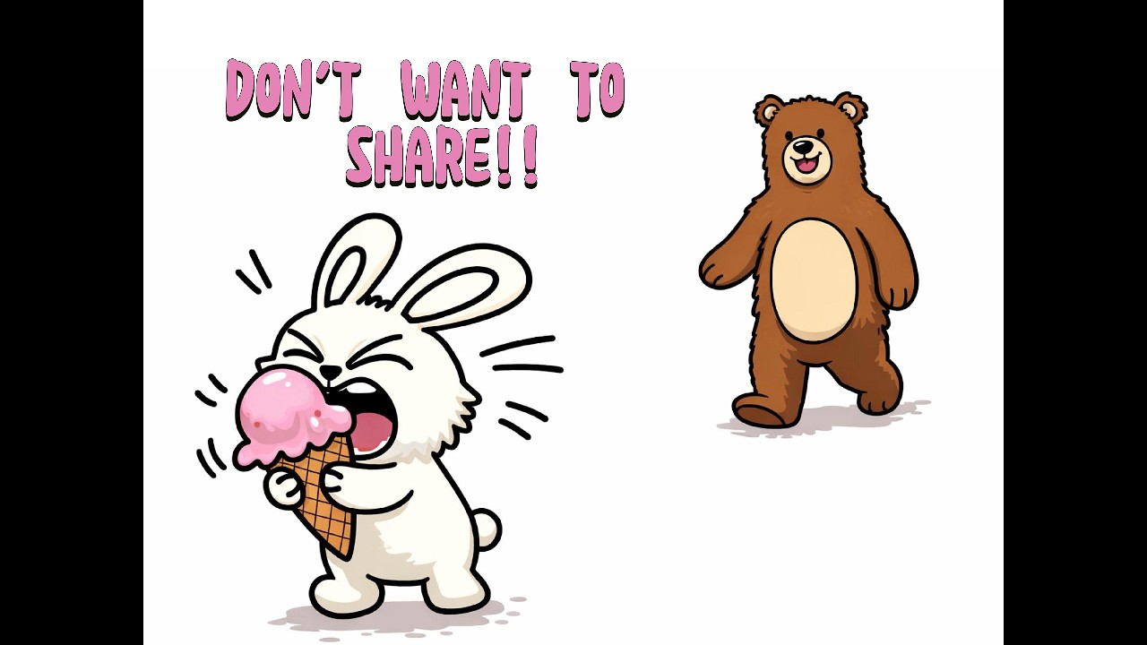 Bunny & Bear Don't want to share kid story time bedtime story