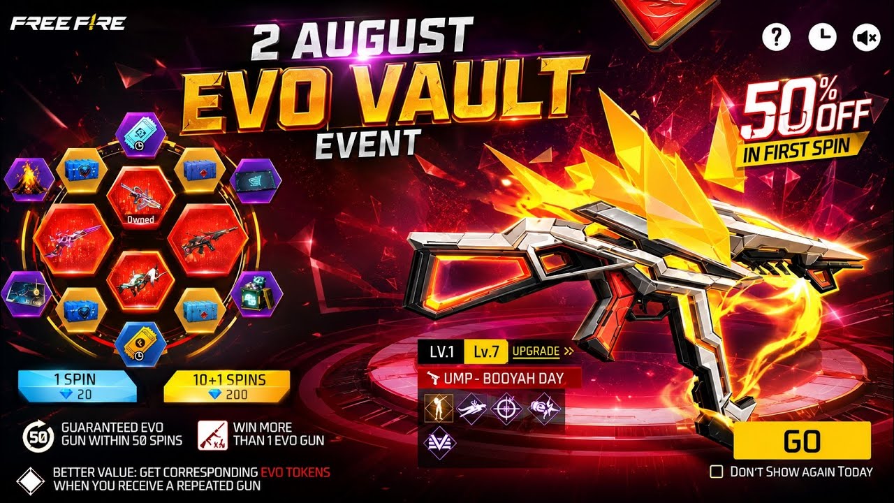 Next Evo Vault Event Free Fire | 2 August Evo Vault Event|August Evo Vault 2026|Free fire new event 