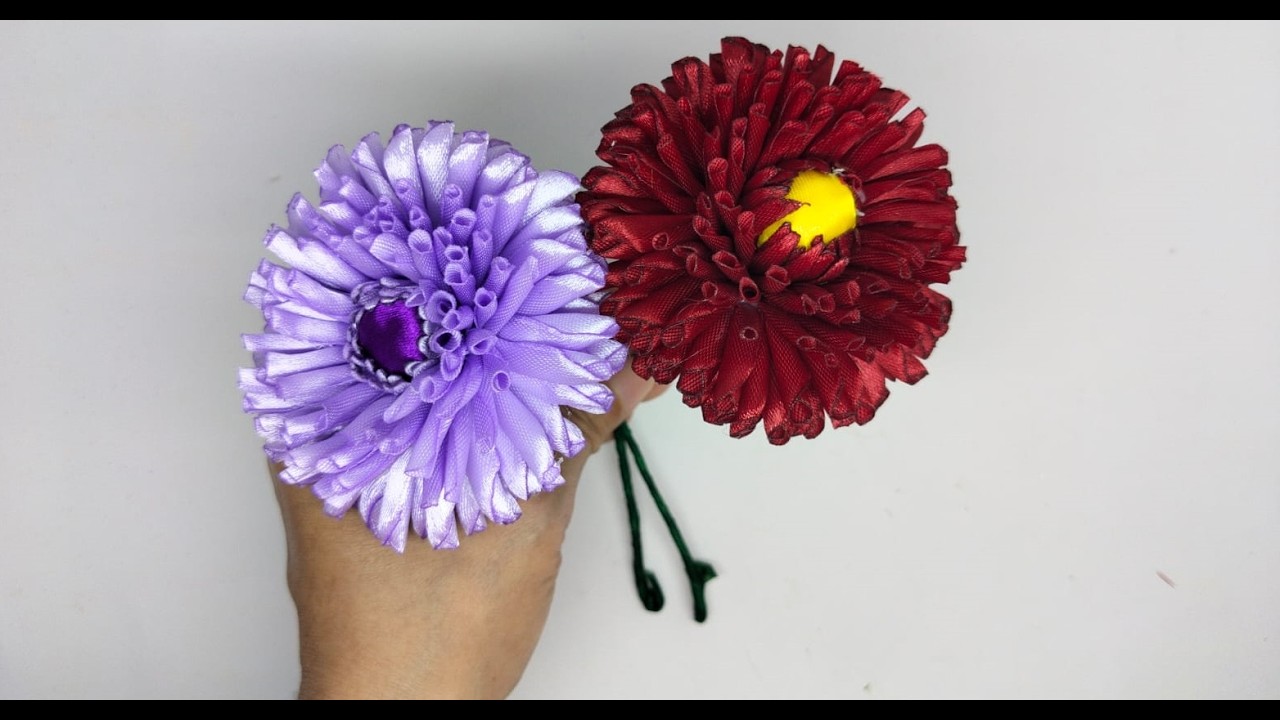 Beautiful Dahlia satin ribbon #dahlia diy #satin ribbon diy #dahlia flower diy