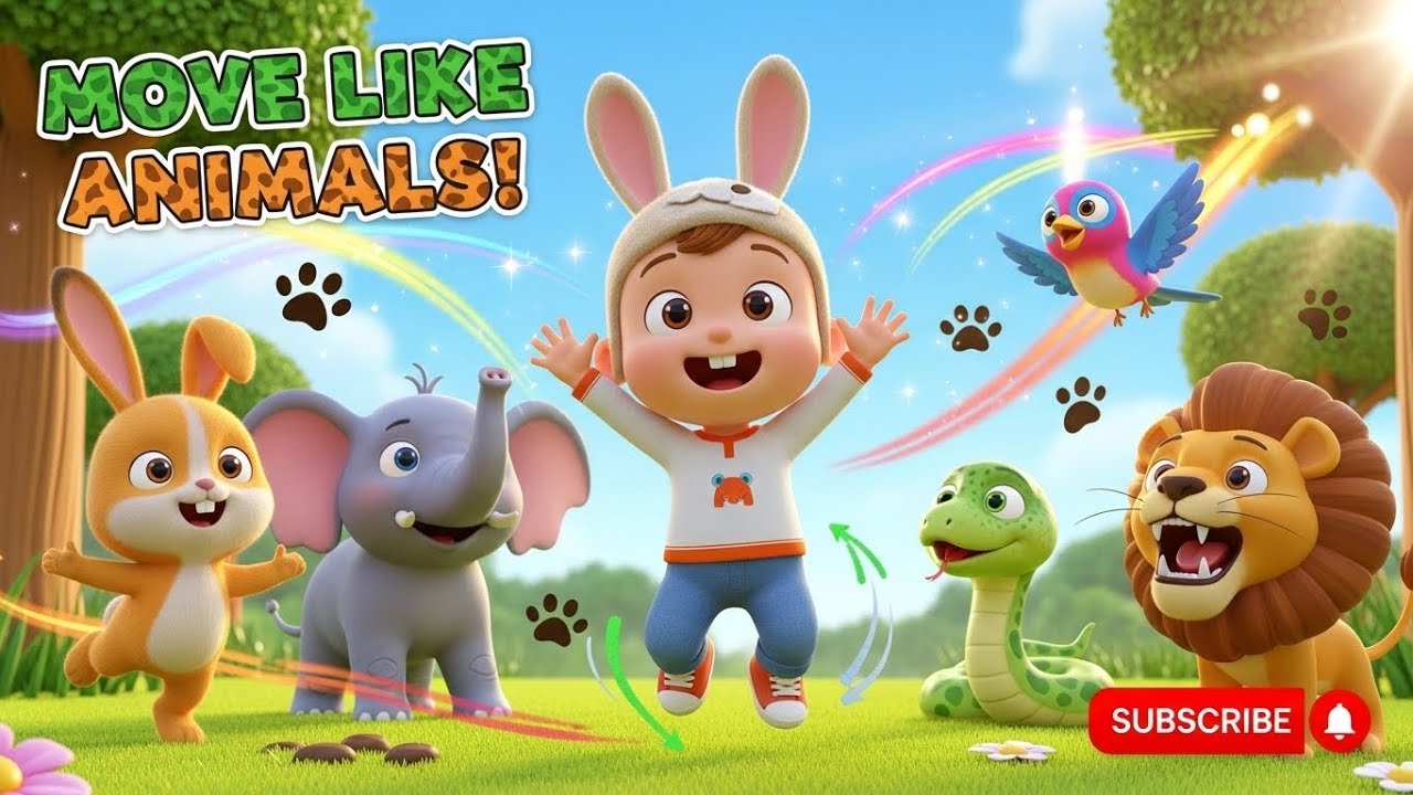 Animal Movement Song for Kids + More Nursery Rhymes | Move Like Animals Dance Song