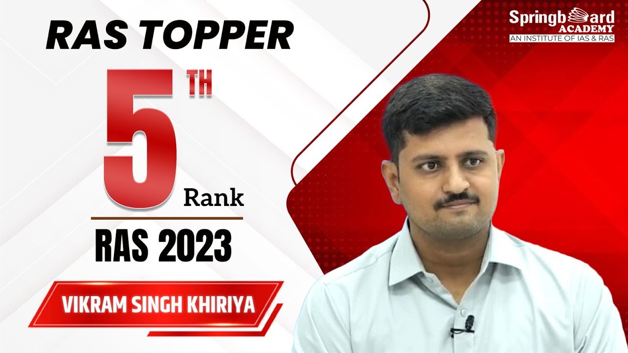 Mr. Vikram Singh Khiriya | RAS-2023 | Rank-05 | Mock Interview | SpringBoard Academy