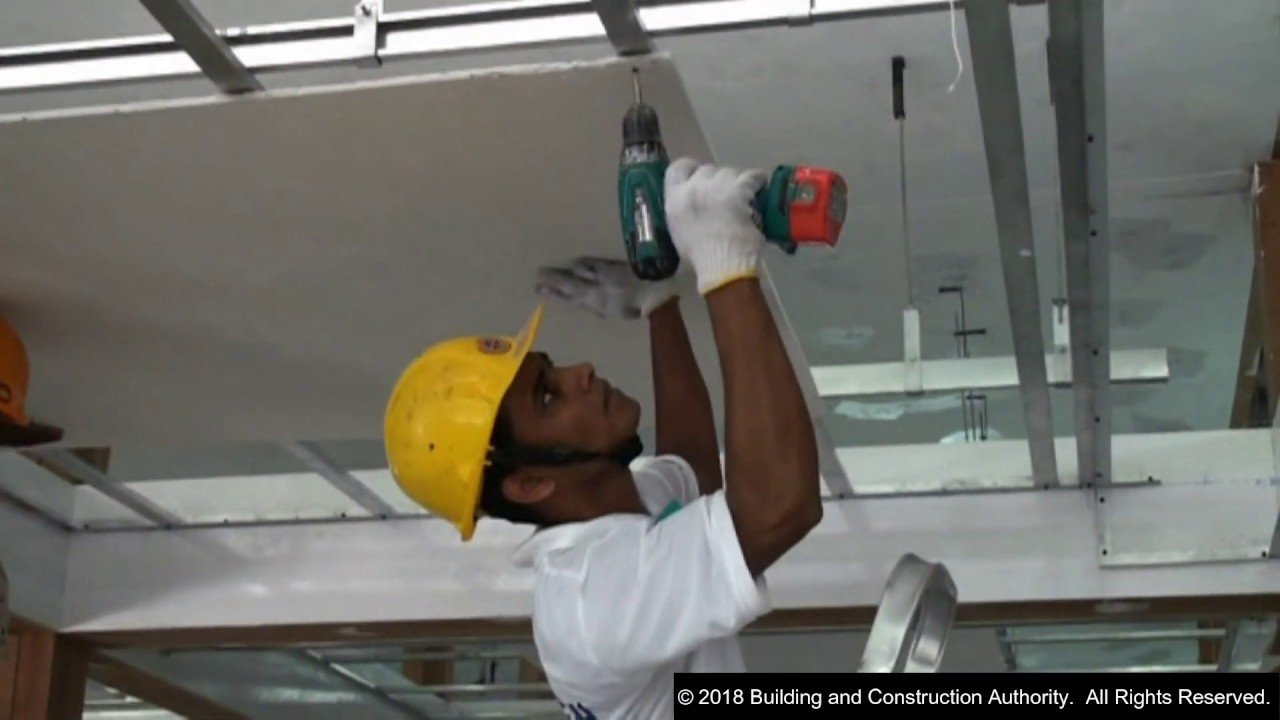 Suspended Ceiling Installation (Fibrous Plaster) at BCA, Singapore