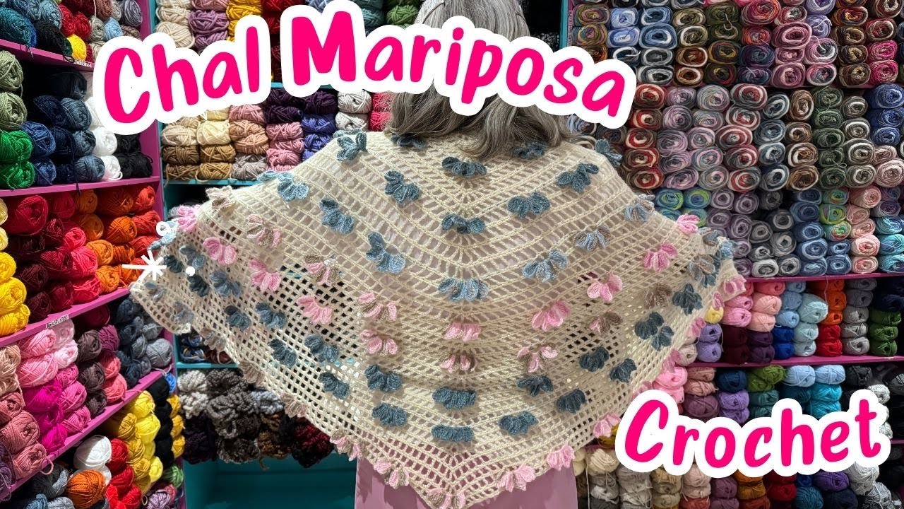 Chal Tejido con Detalles de Mariposas: ¡Delicado y Elegante! 🦋✨