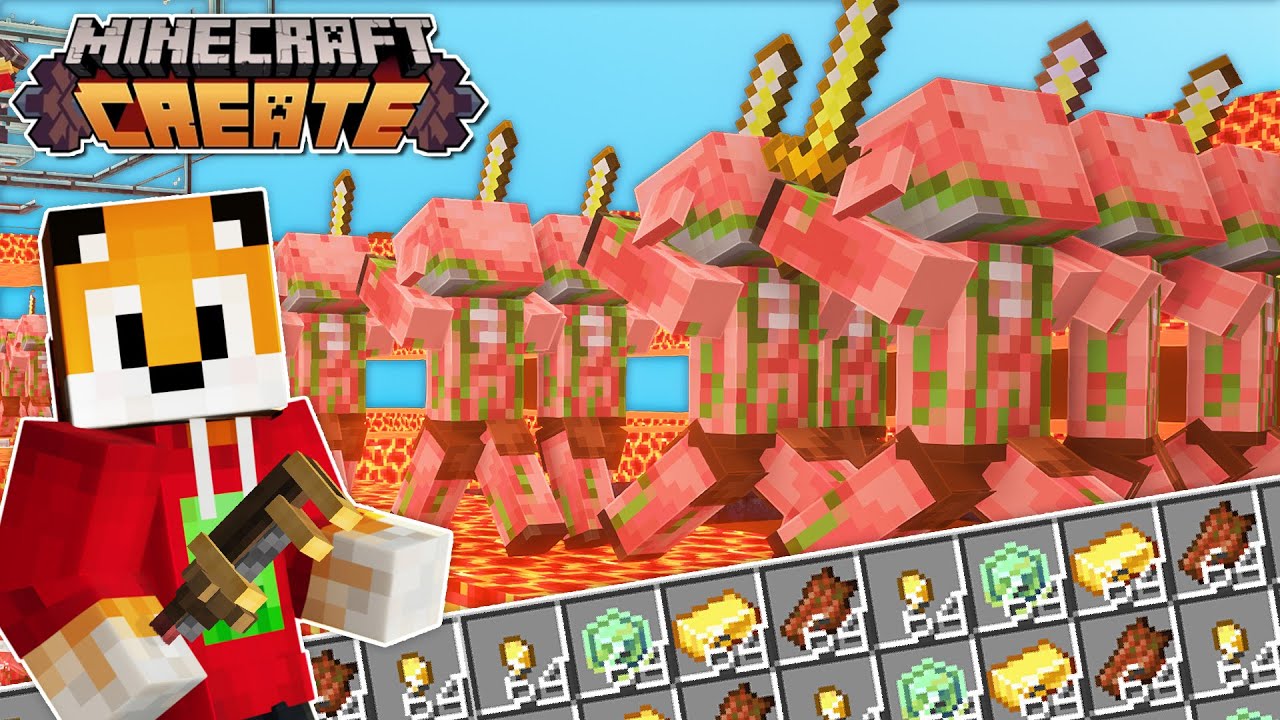 I build a GOLD & XP FARM on the Nether Roof in Minecraft Create Mod