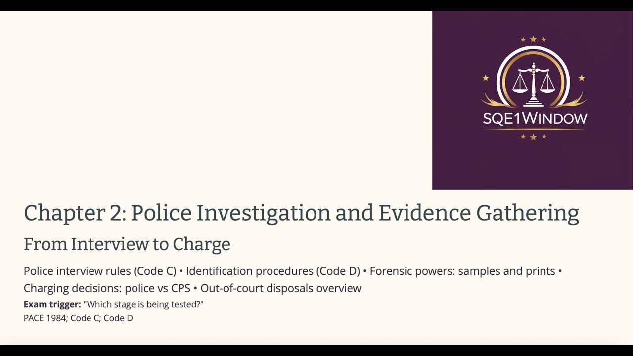 Chapter 2 - Police Investigation and Evidence Gathering - Criminal Litigation - FLK2 - SQE1