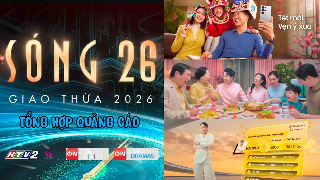 Tổng hợp quảng c&aacute;o S&Oacute;NG 26 tr&ecirc;n HTV2, ON Vie Giải Tr&iacute; v&agrave; ON Vie Dramas (29 Tết, 16/2/2026)