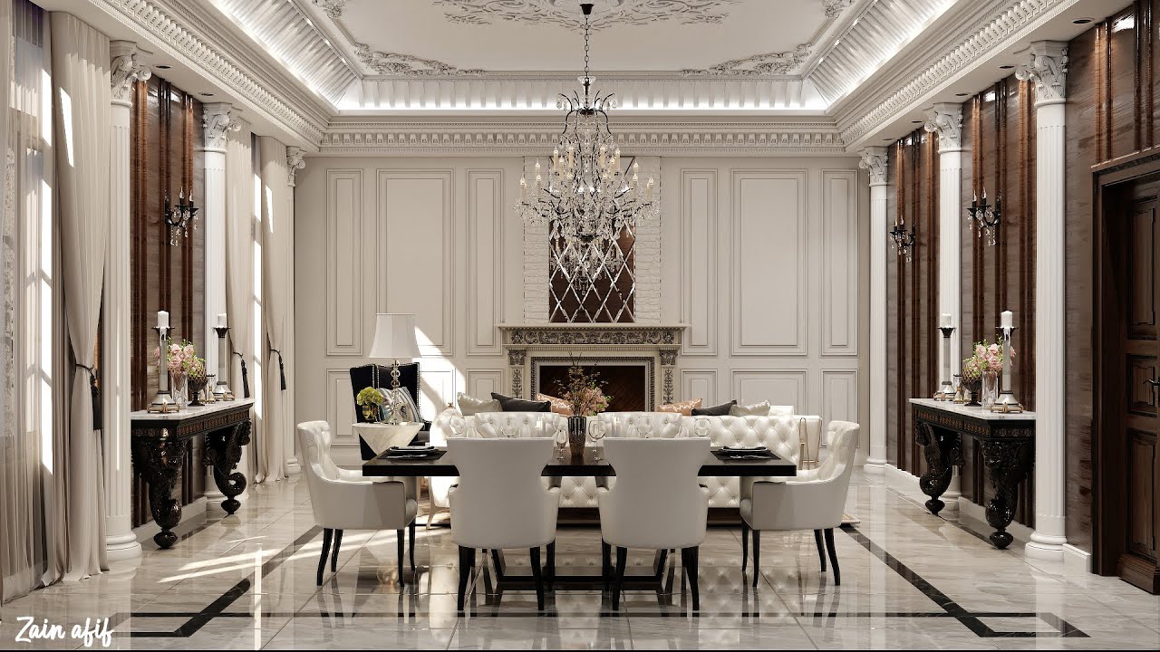 Interior workshop (Living room) (European style)  3Ds max & vray - Lesson 02 (Modeling P2)