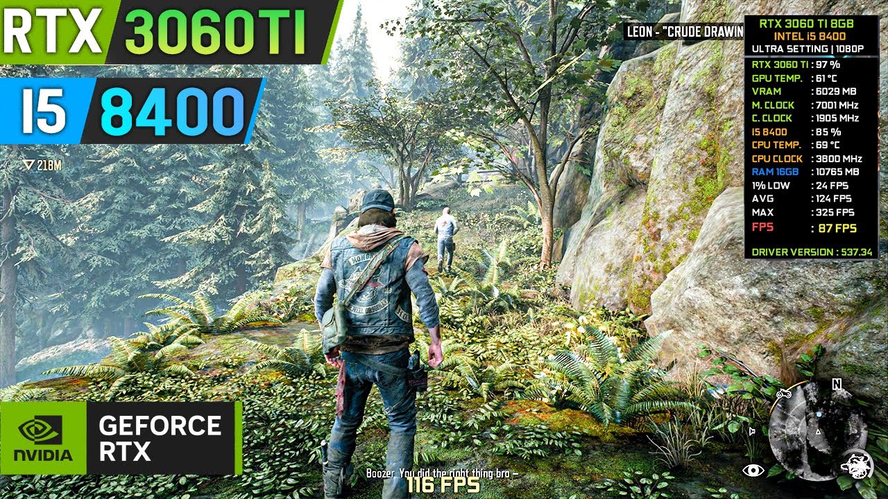 Days Gone -Test on RTX 3060Ti 8GB in Very High Setting - 1080p