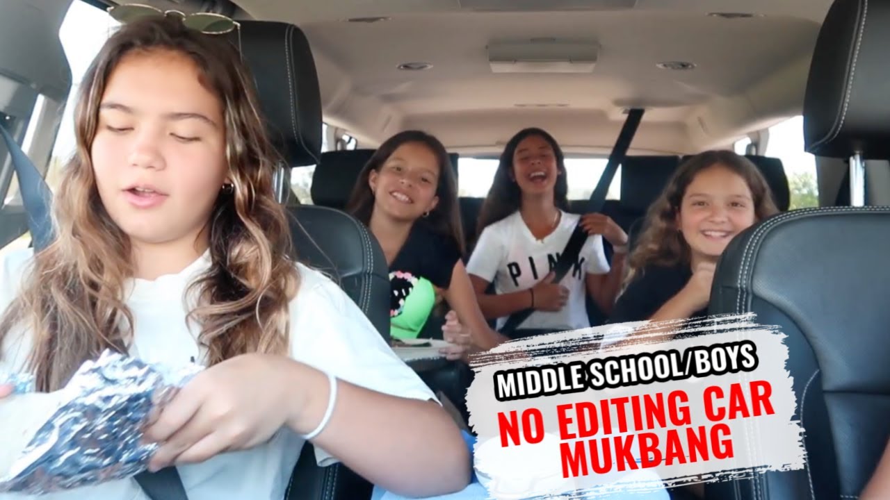 MIDDLE SCHOOL / BOYS ... NO EDITING CAR MUKBANG | SISTER FOREVER