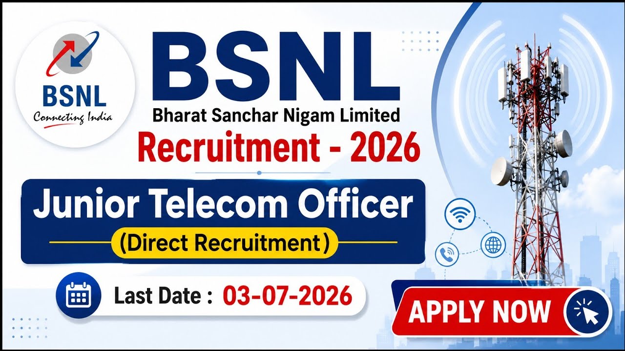 BSNL Recruitment 2026 - 100 Junior Telecom Officer  JTO (Telecom) Posts #bsnl #bsnljobs2026