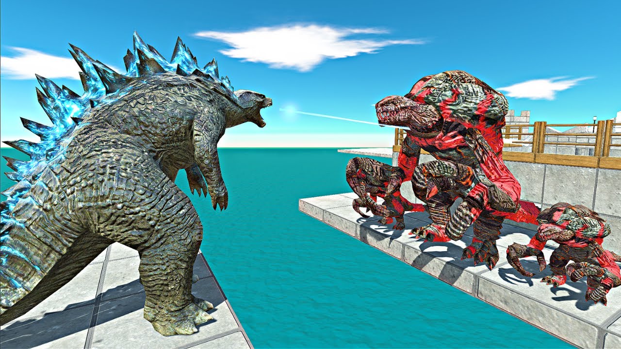 Godzilla 2014 vs Dark Red Orga - Animal Revolt Battle Simulator