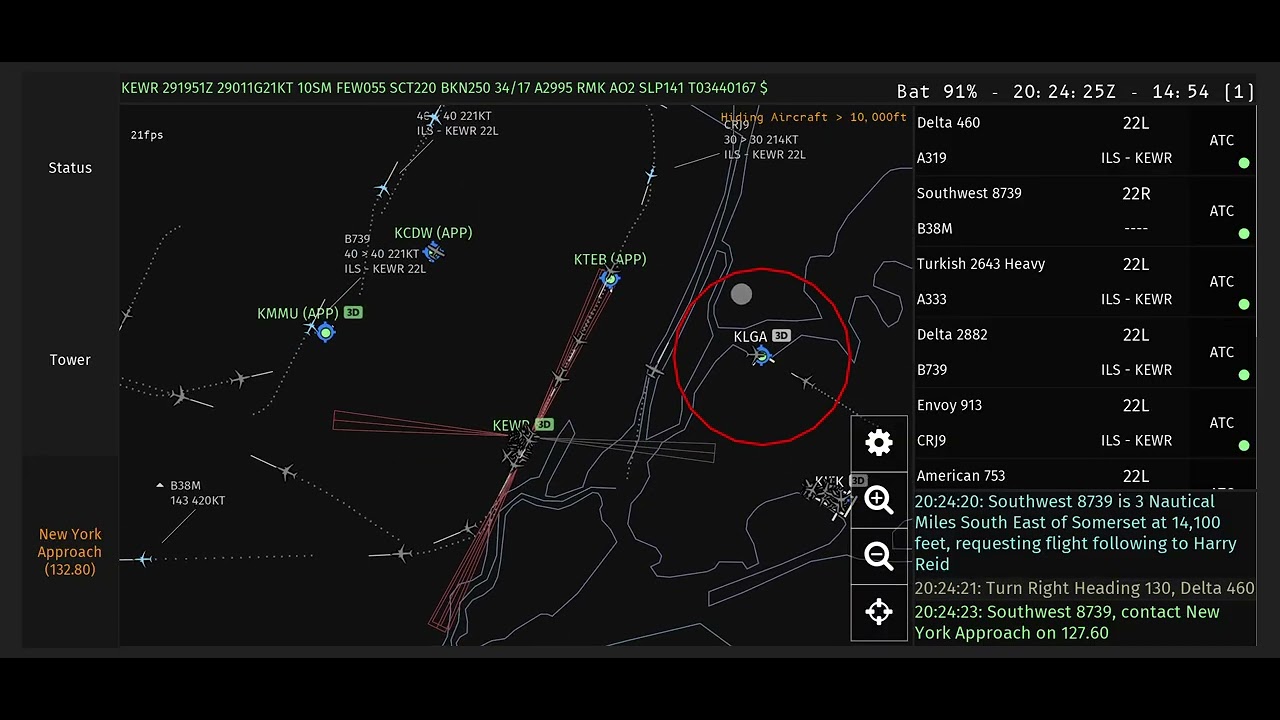 #infiniteflightatc - Newark Final Approach | Expert Server