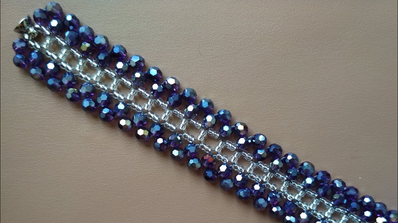 Beaded bracelet: tutorial. Браслет из бисера и бусин