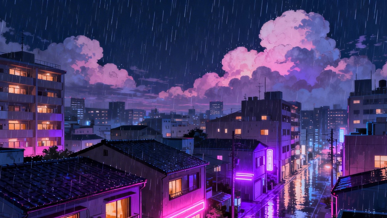 Rainy Tokyo LoFi 🌧️ Japanese Town Night Vibes for Study & Sleep