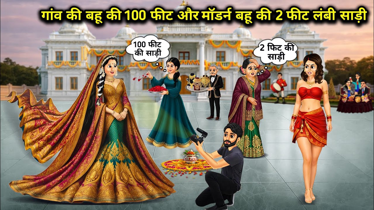 गांव की बहू की 100 फीट और मॉडर्न बहू की 2 फीट लंबी साड़ी| 100-ft Village Saree VS 2-ft Modern Saree”
