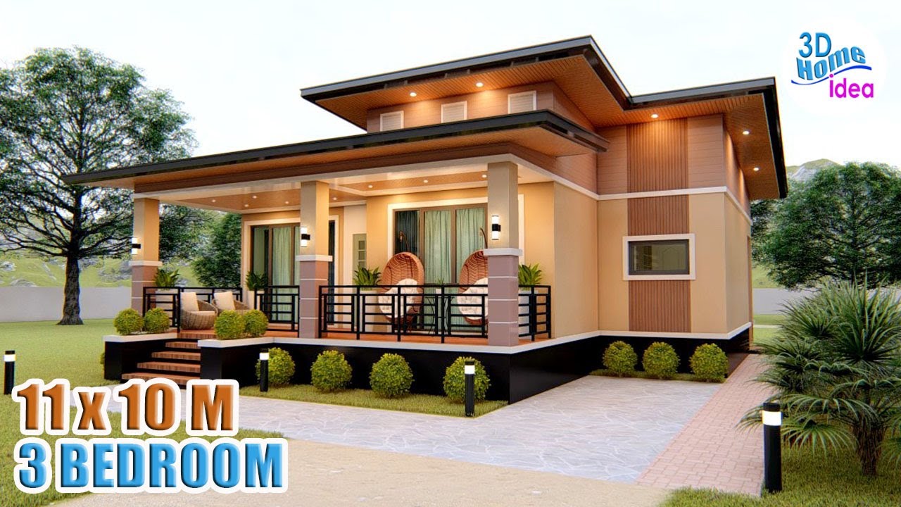 HOUSE DESIGN IDEA | 11 X 10 Meters House with 3 Bedroom