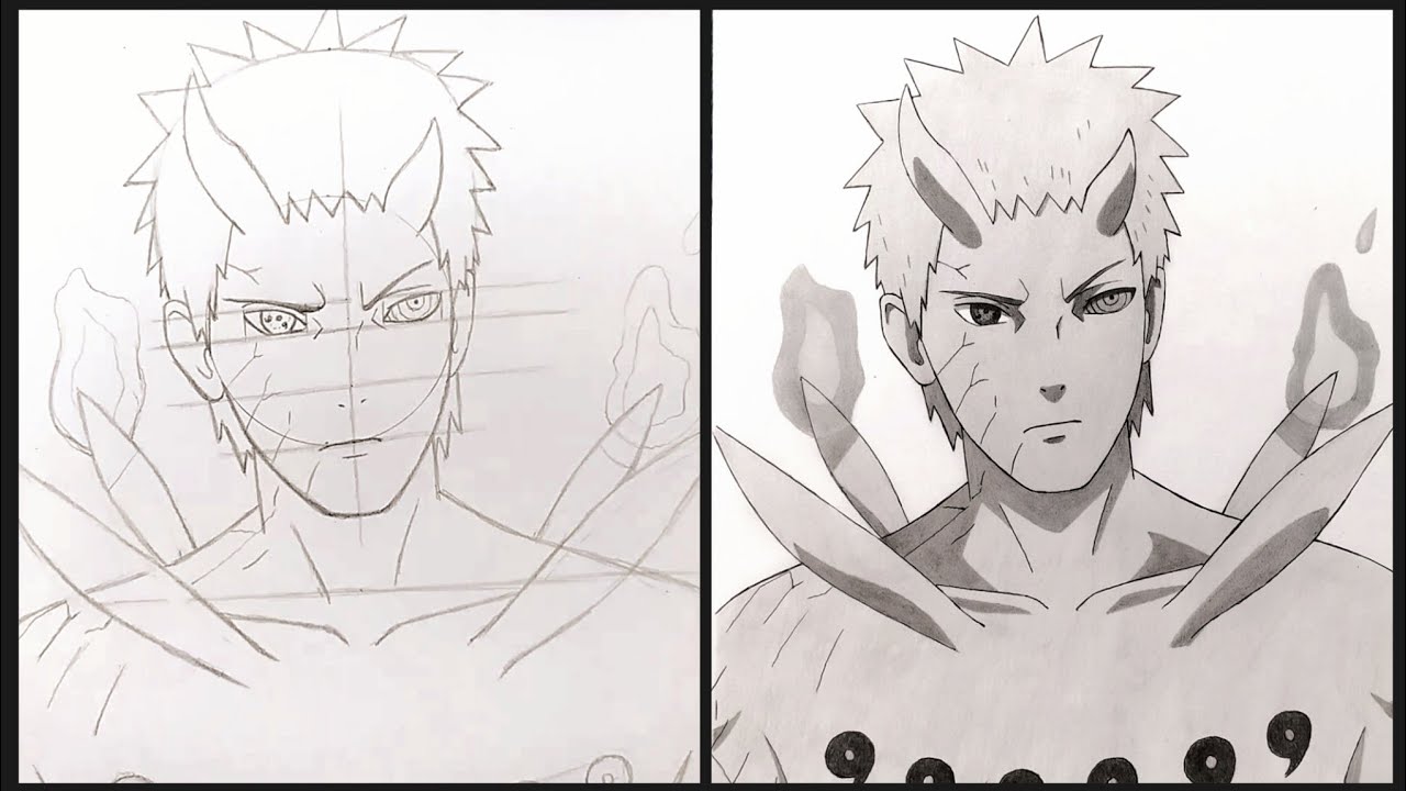 Cara Menggambar Obito Jinchuriki Juubi - Naruto | Drawing Anime - Step by Step