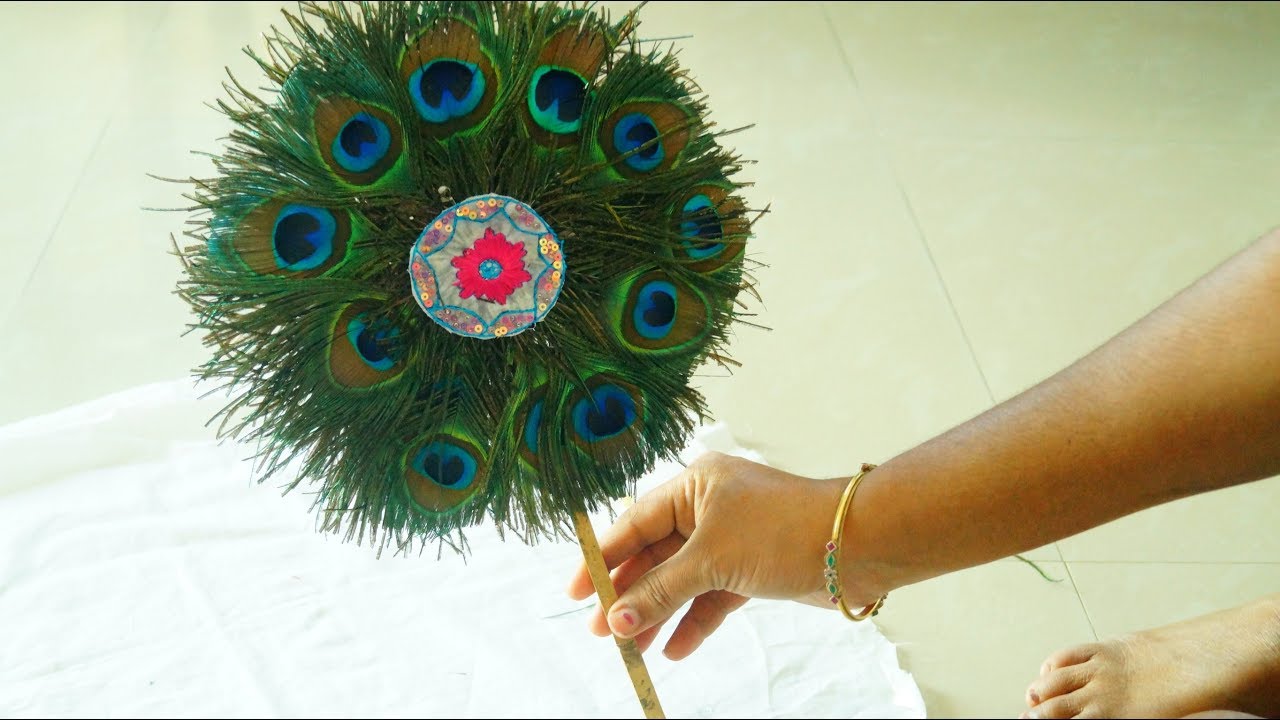 DIY:How to Make Peacock Feather Hand Fan At Home