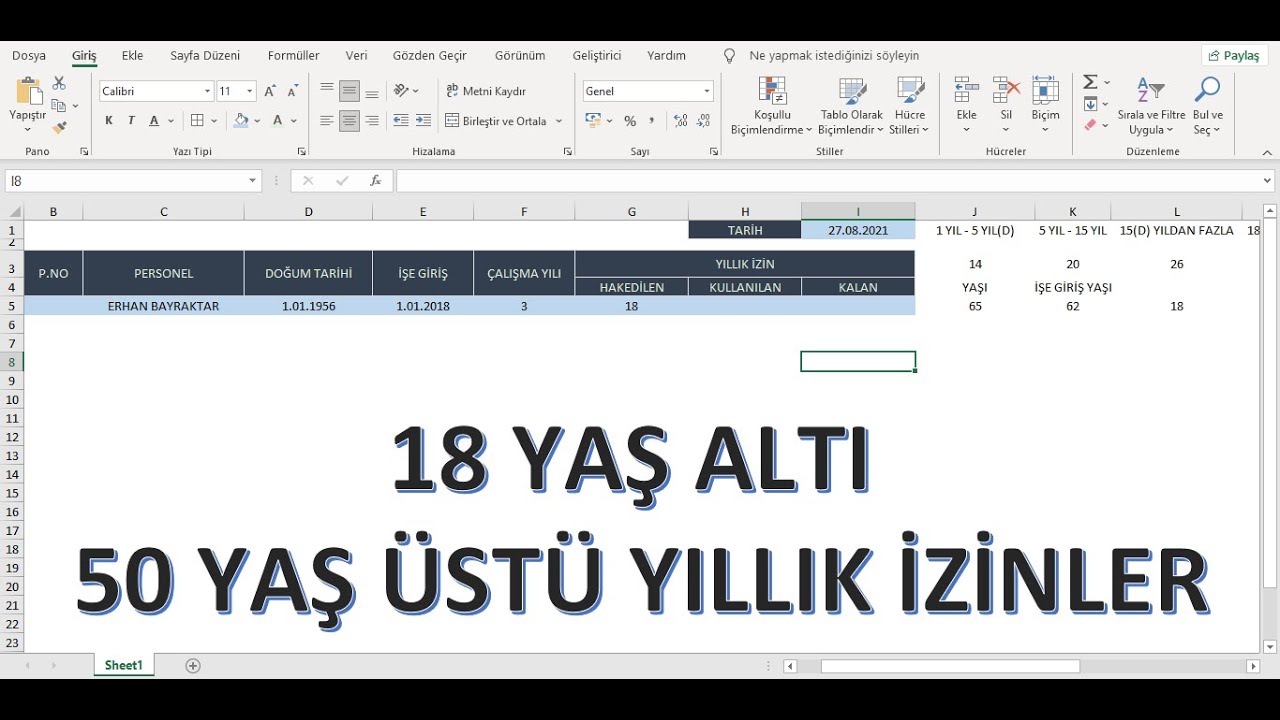 YILLIK İZİN 18 YAŞ ALTI 50 YAŞ ÜSTÜ