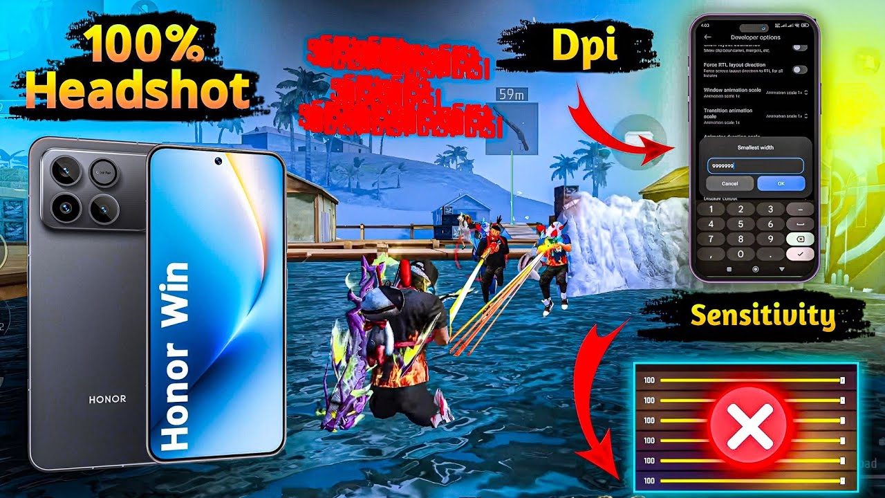 Honor Win Free Fire Sensitivity+DPI+Headshot Settings