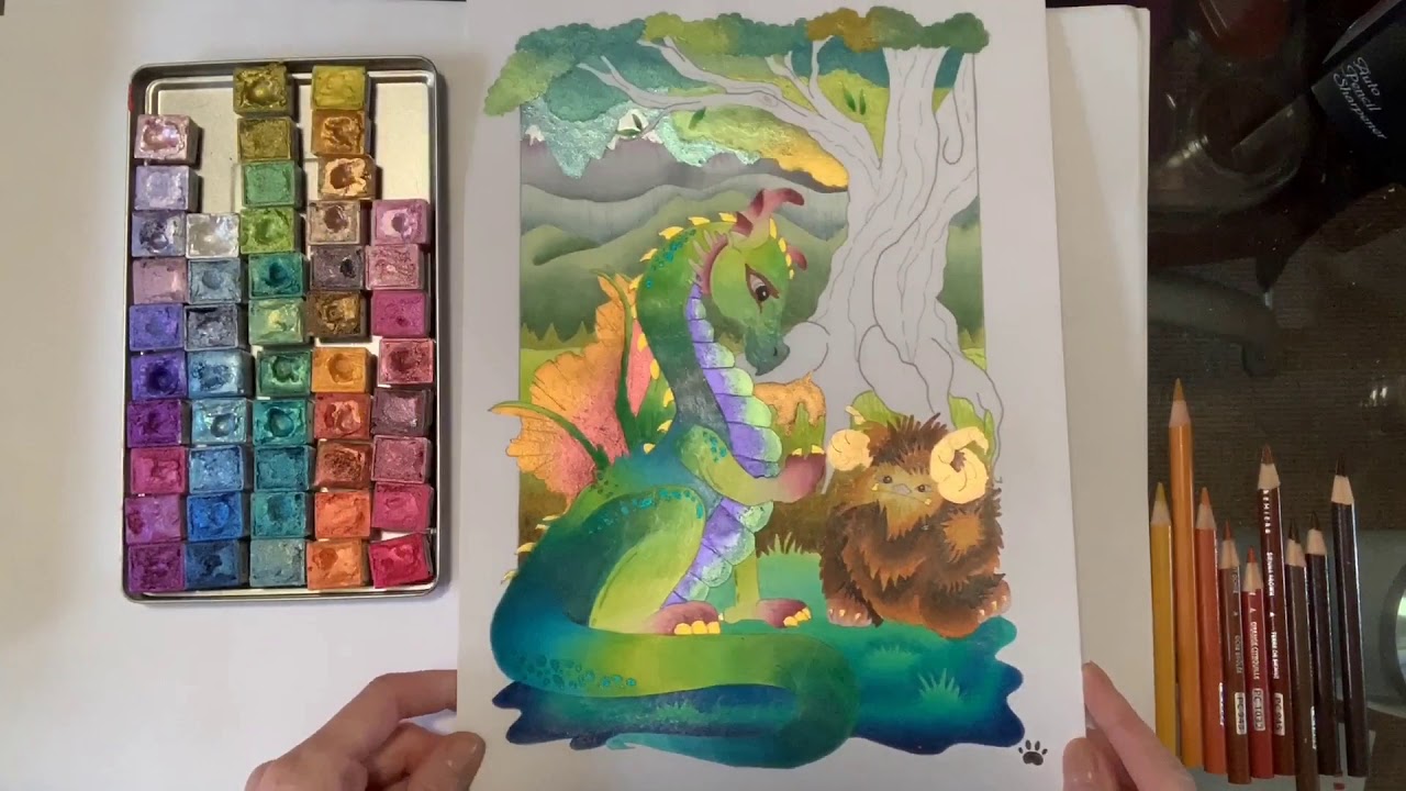 Claire Holoway Colouring - no layering, easy tree bark - Sassy Colouring Fanciful Fantasy
