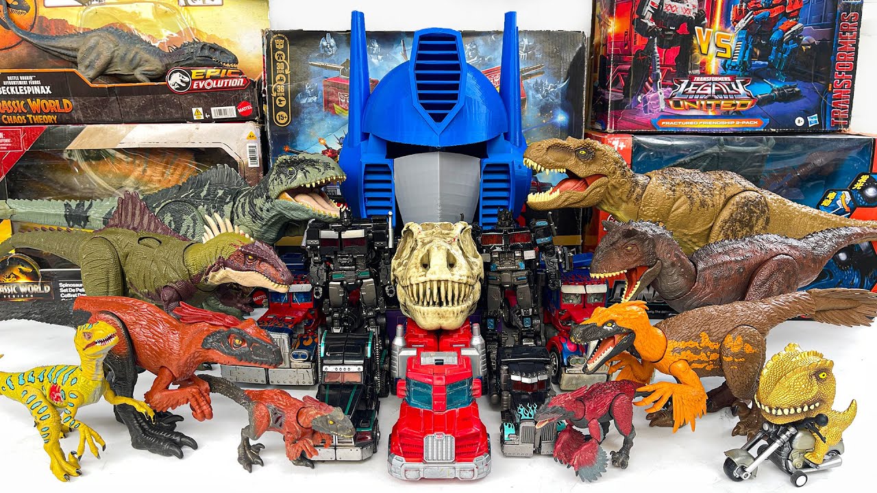 Satisfying with Unboxing: Optimus Prime vs Jurassic Dinosaurs! 🦖🔥 Epic Robot & Dino Toys Review