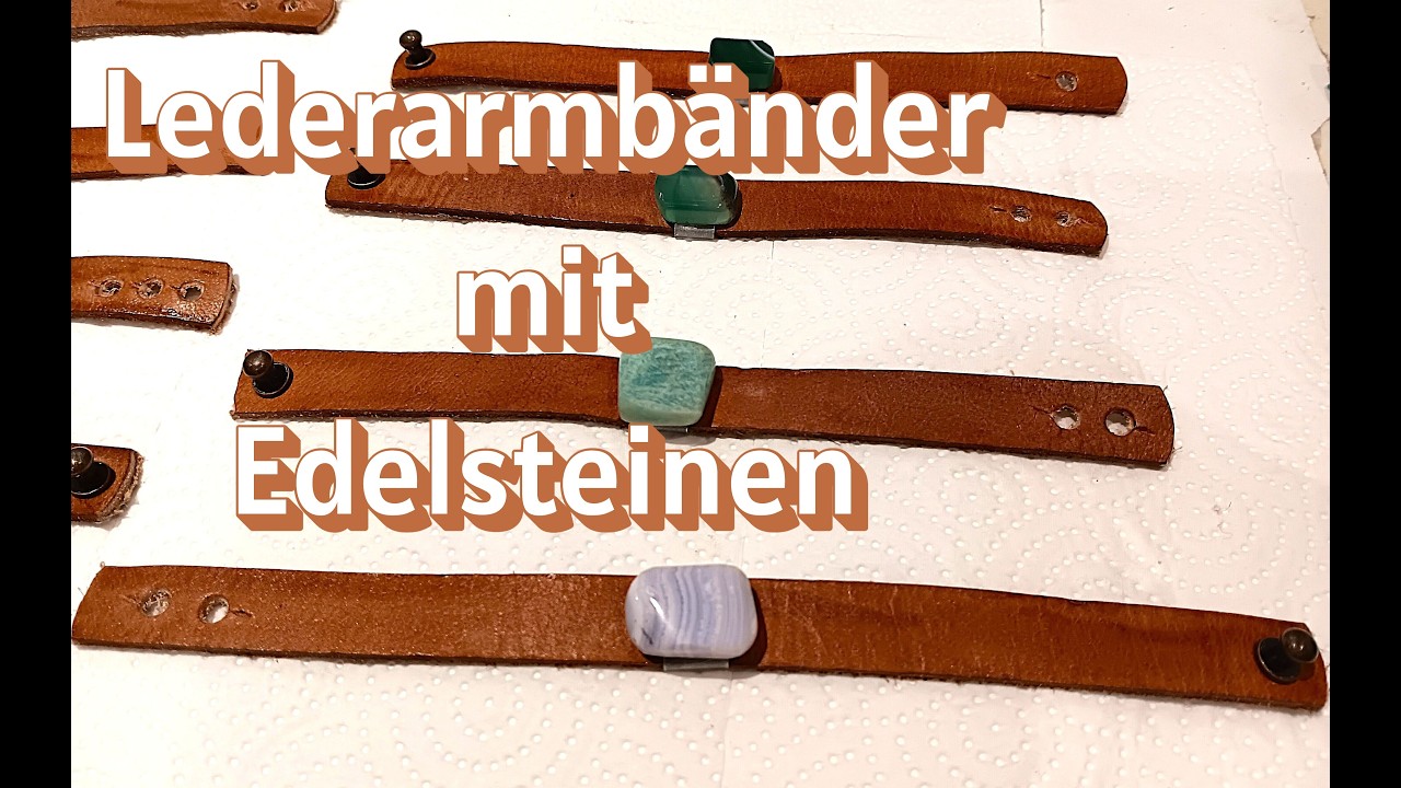 Lederarmb&auml;nder mit echten Edelsteinen: sehr sch&ouml;ner Schmuck, in meiner Werkstatt selbst hergestellt