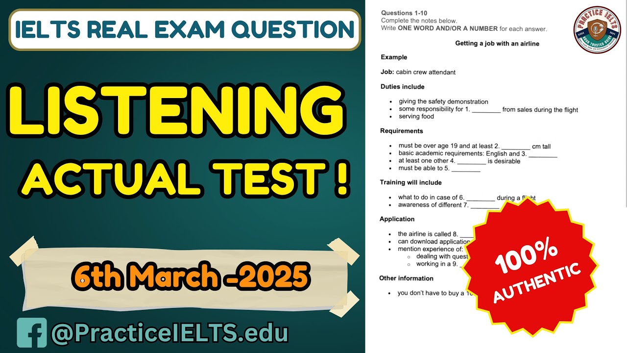 Тест IELTS Listening, часть 1 | 6 марта 2025 г. Реальный экзамен | Как устроиться на работу в ави...