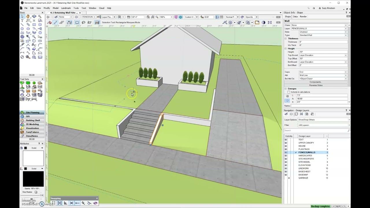 4-1 Vectorworks 2022 Retaining Wall Site Modifiers