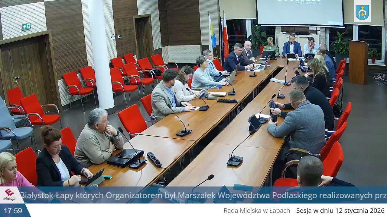 XXVI nadzwyczajna sesja Rady Miejskiej w Łapach z dnia 12 stycznia 2026r. godz. 